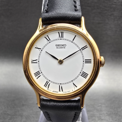 Seiko Watch Women 26mm White Dial Gold Tone Round V700-6091 New Battery0