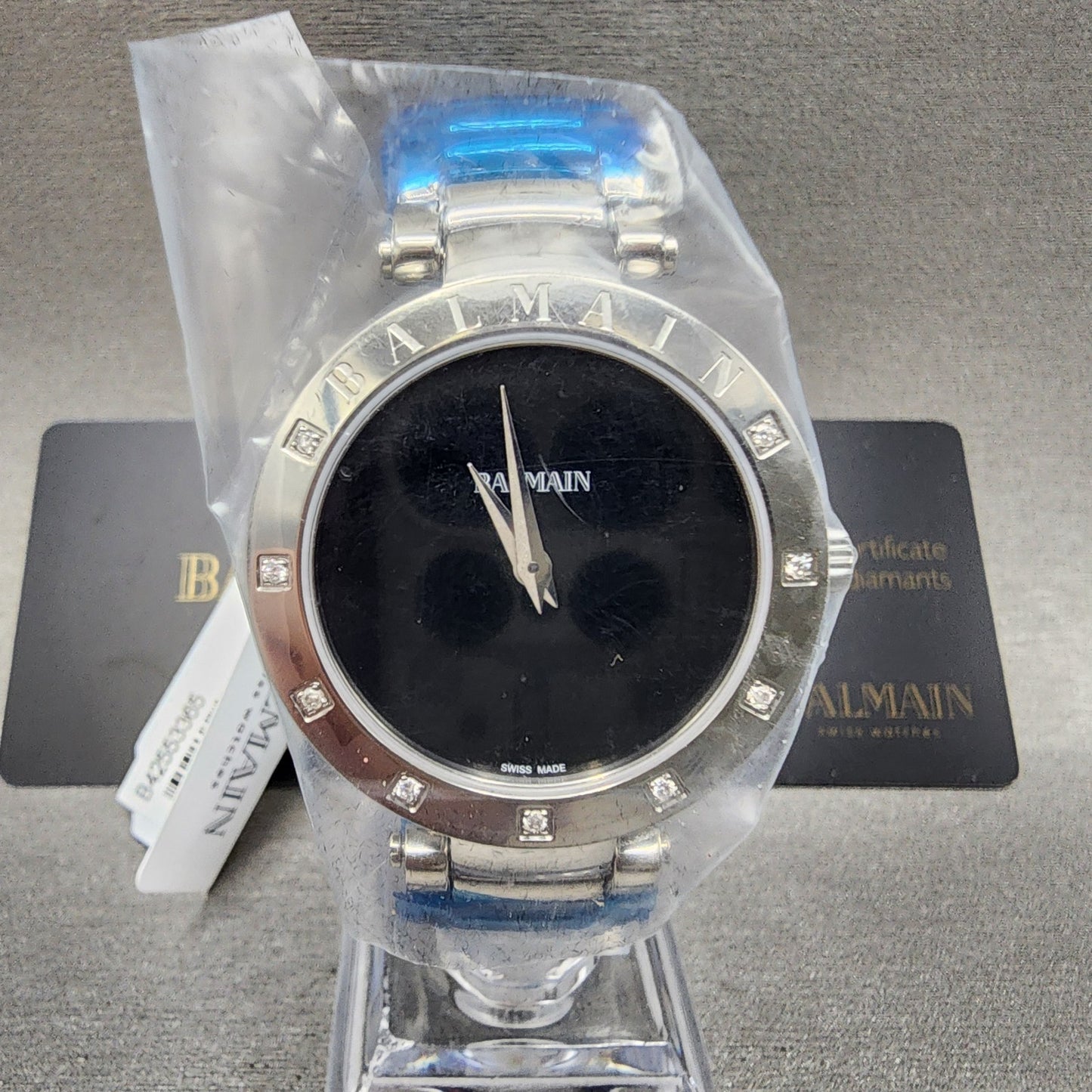 Balmain Bijou Watch Women 33mm Black Dial Stainless Steel Diamond Bezel Round0