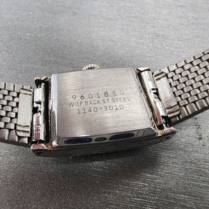 Seiko Tank Watch Women 17mm Silver Dial White Gold Plated Manual Wind Runs 11409