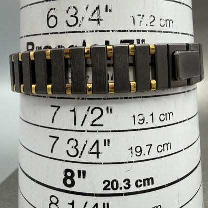 Seiko Lassale Tank Watch Women 16mm Black Dial Gray & Gold Rectangle 1E50 NOS10