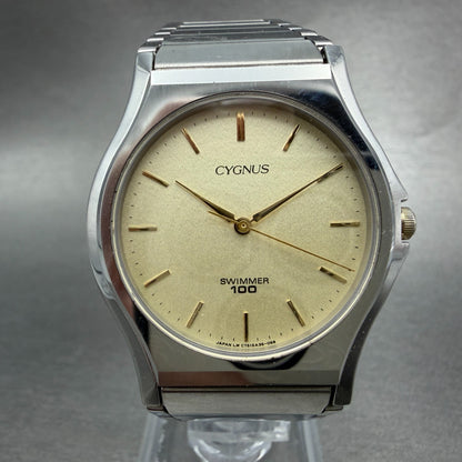Orient  Cygnus Swimmer Watch Unisex 33mm Champagne Dial Silver Tone New Battery0