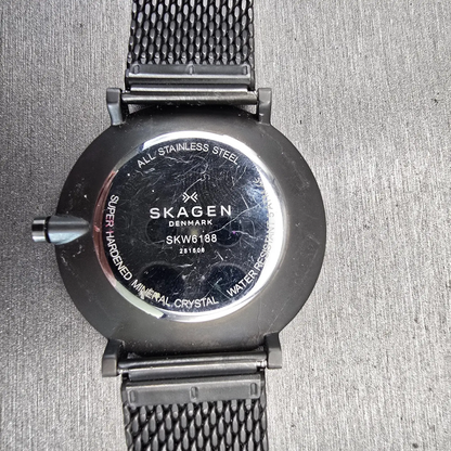 Skagen Hald Watch Men 40mm White Dial Gray Tone Date Round SKW6188 New Battery10