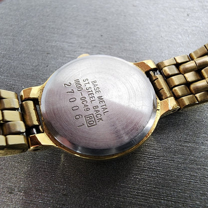 Seiko Watch Women 19mm Black Dial Gold Tone Round 1N000C49 New Battery9