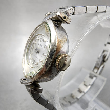 Seiko Watch Women 15mm silver Dial Silver Tone Oval 10-8160 Manual