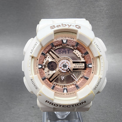 Casio BabyG Watch Women 43mm Digital Rose Dial White Tone BA110 New Battery0