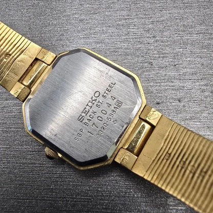 Seiko Watch Women 20mm Brown Dial Two Tone Octagon 2320-588A Vintage New Battery10