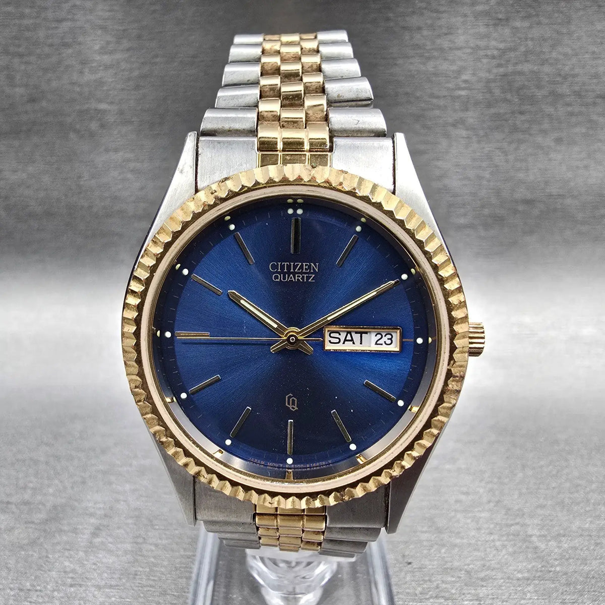 Citizen CQ President Watch Men 35mm Blue Dial Two Tone 6100-R00405 New Battery3