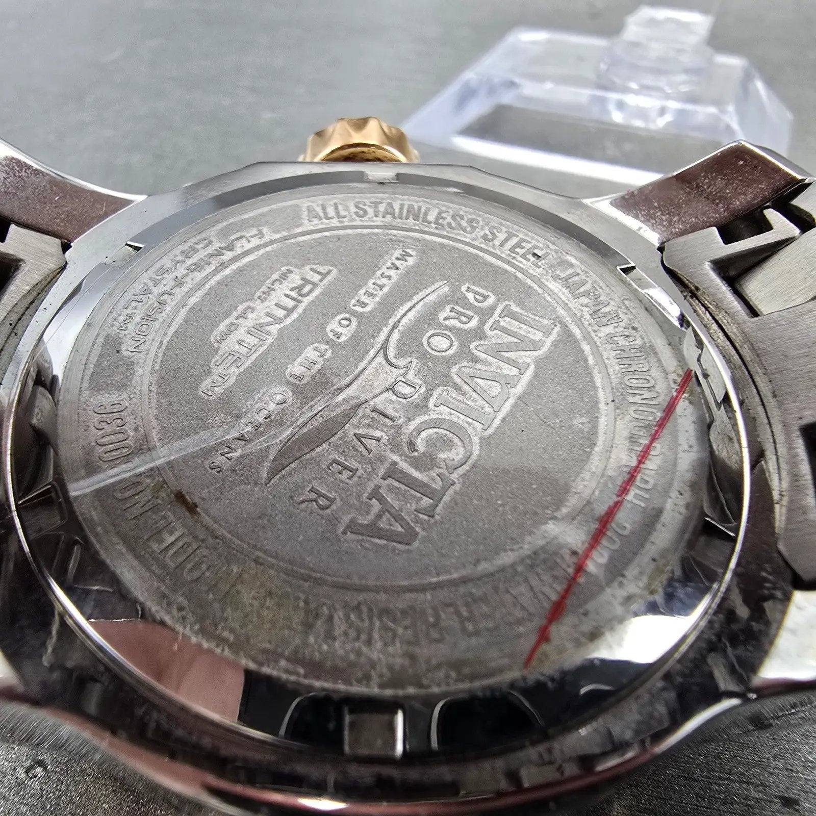 Invicta Pro Diver Chronograph Watch Men 49mm Black Dial Two Tone 80036 New Batt9