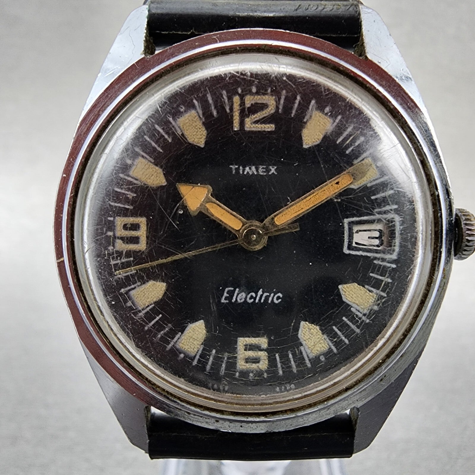 Timex Electric Skin Diver Watch Men 36mm Black Dial Steel Round PARTS2