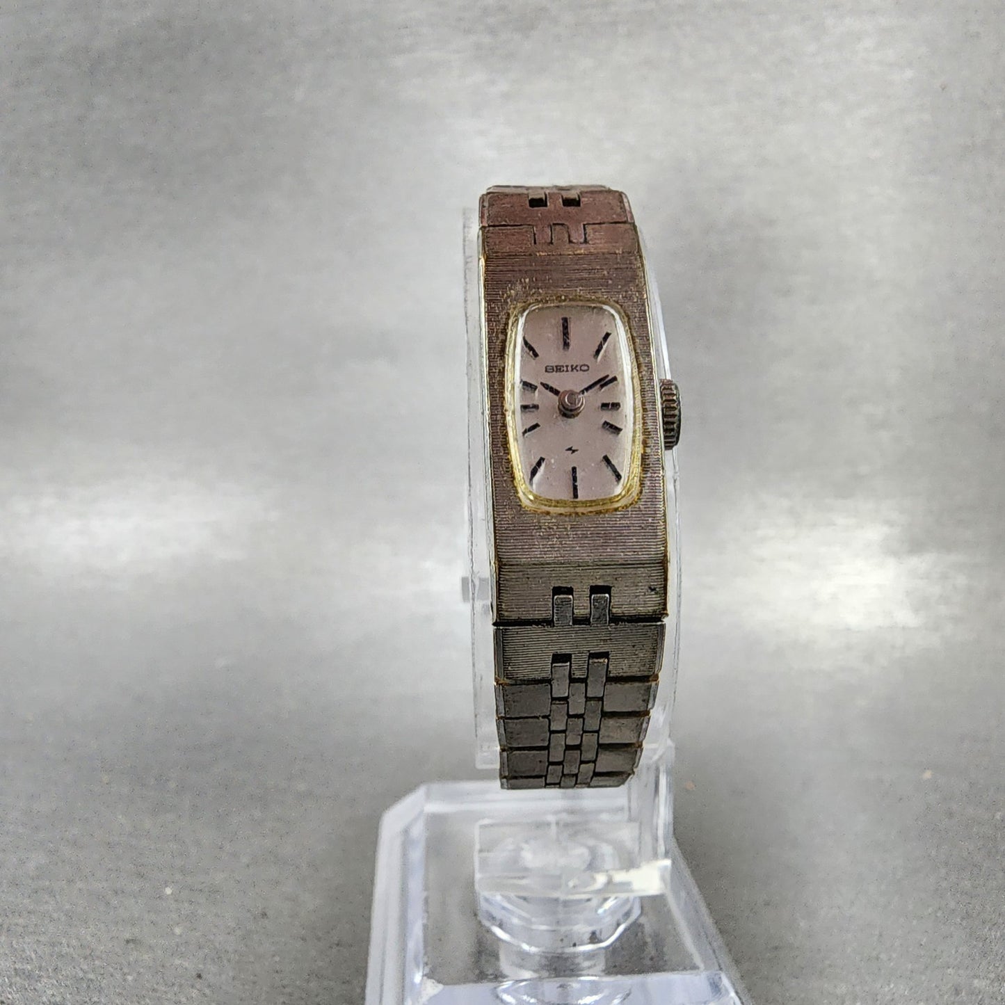 Seiko Tank Watch Women 12mm Silver Dial Silver Tone Rectangle Manual Wind Runs5