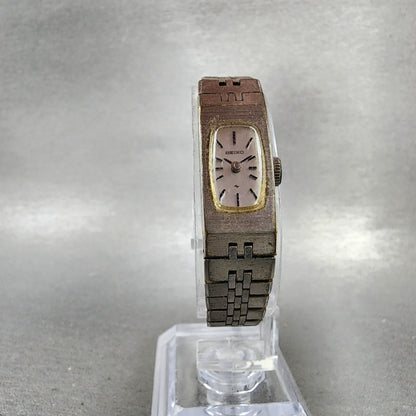 Seiko Tank Watch Women 12mm Silver Dial Silver Tone Rectangle Manual Wind Runs5
