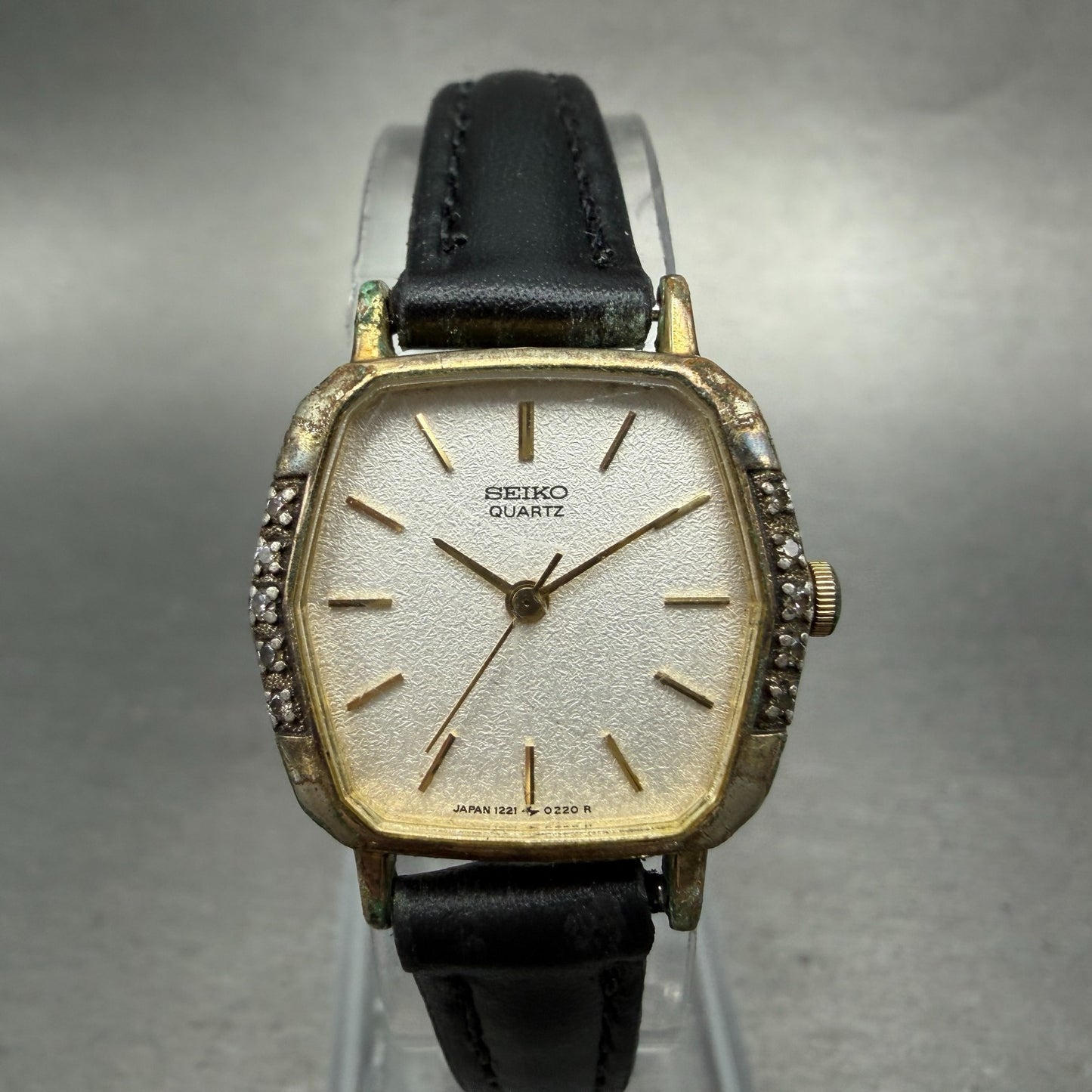Seiko Watch Women 22mm Silver Dial Gold Tone Hexagon 1221-5110 New Battery VTG0