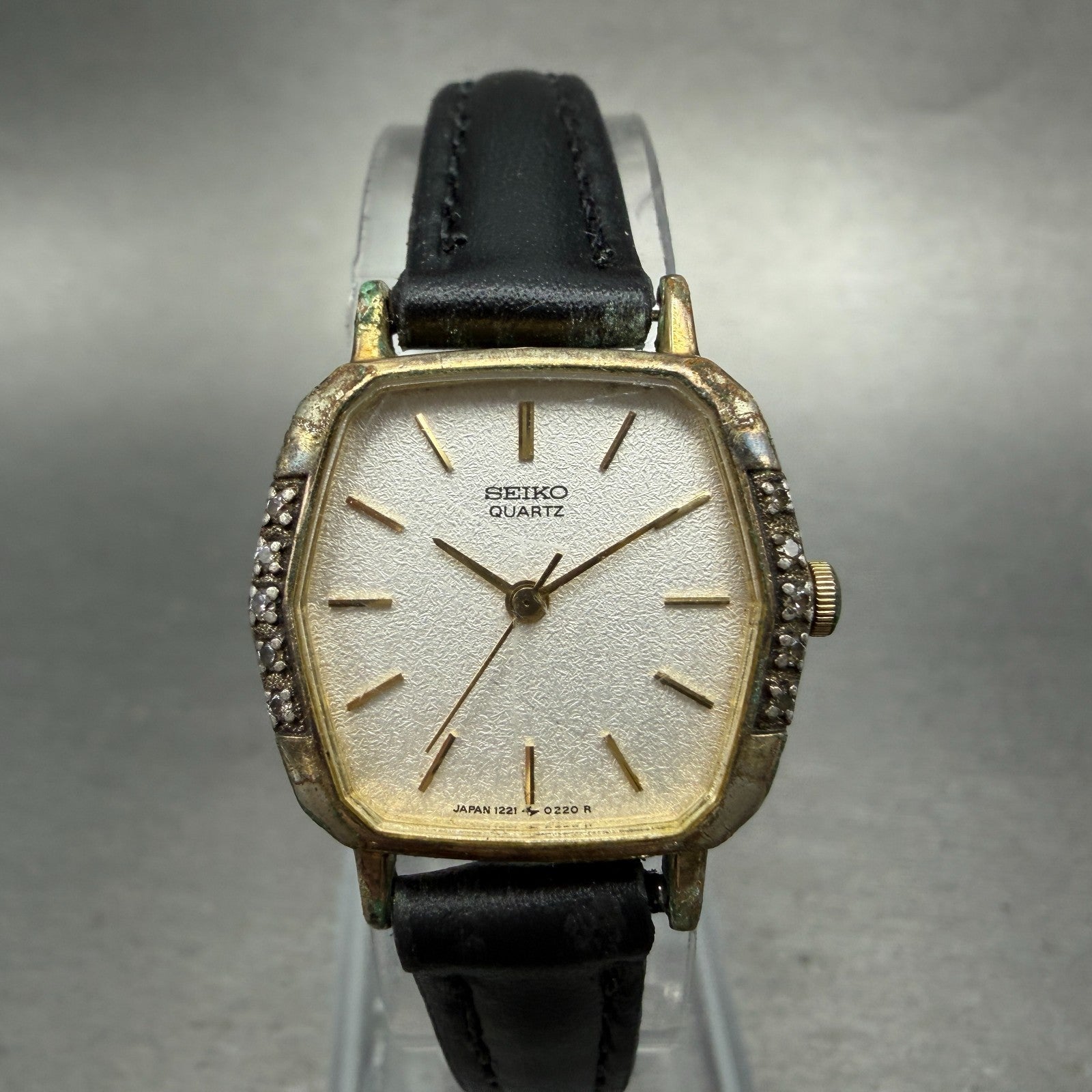 Seiko Watch Women 22mm Silver Dial Gold Tone Hexagon 1221-5110 New Battery VTG0