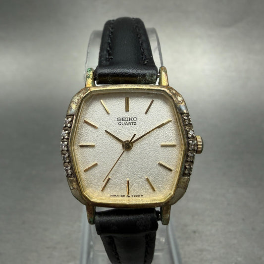 Seiko Watch Women 22mm Silver Dial Gold Tone Hexagon 1221-5110 New Battery VTG0