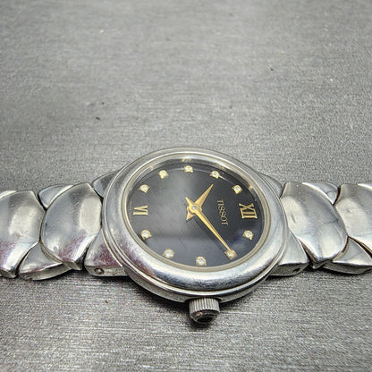 Tissot Watch Women 25mm Black Dial Steel Round BROKEN BAND New battery3