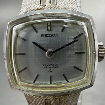 Seiko Special Watch Women 19mm Silver Dial Silver Tone Manual 1140-3160 Runs1