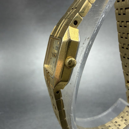 Citizen CQ Tank Watch Women 13mm Champagne Dial Gold Tone Octagon New Battery BI2