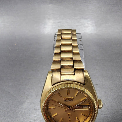Seiko SQ Watch Women 25mm Gold Dial Gold Tone Daydate 26260159 PARTS5