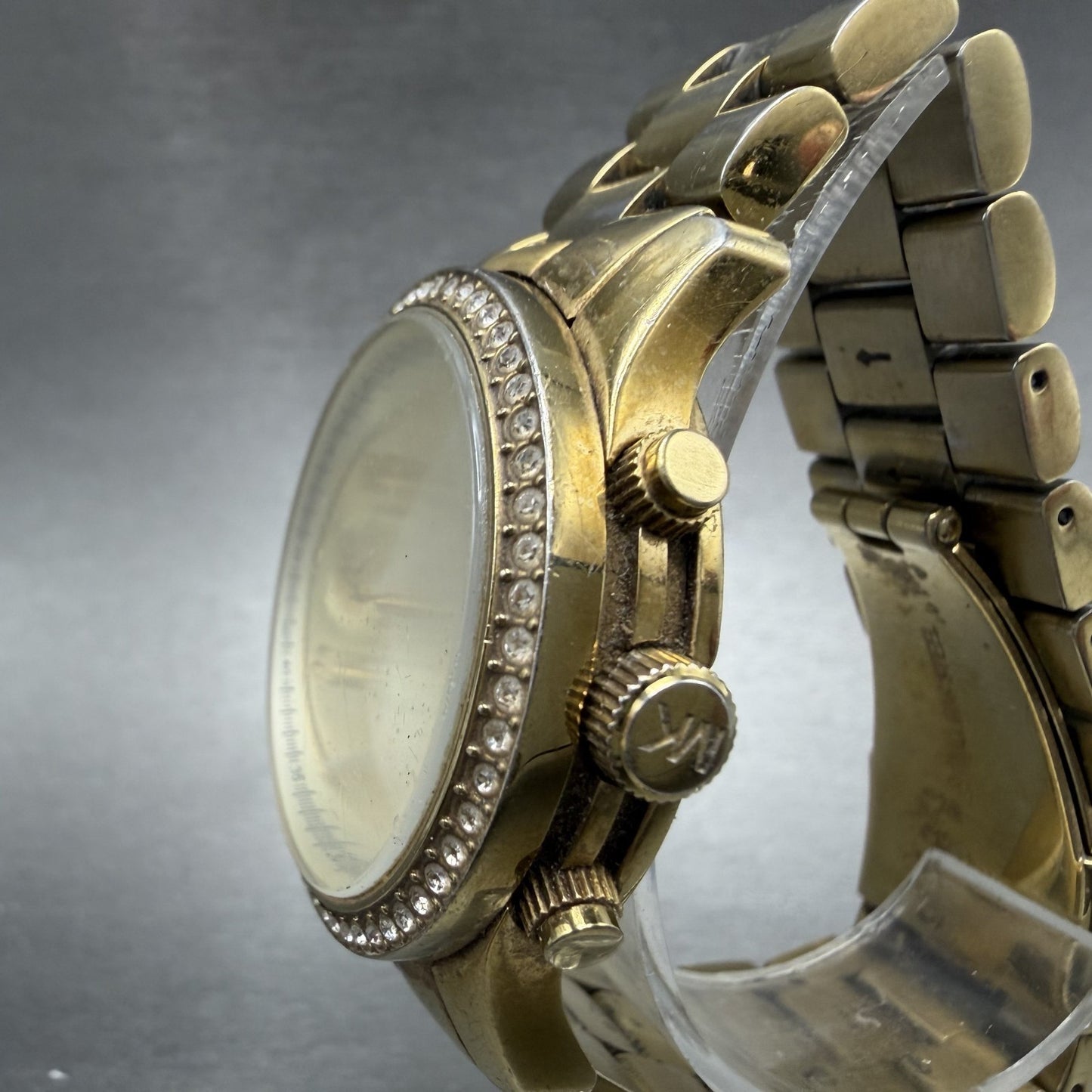 Michael Kors Chrono Watch Women 38mm Champagne Dial Gold Tone MK-5130 New Batt2