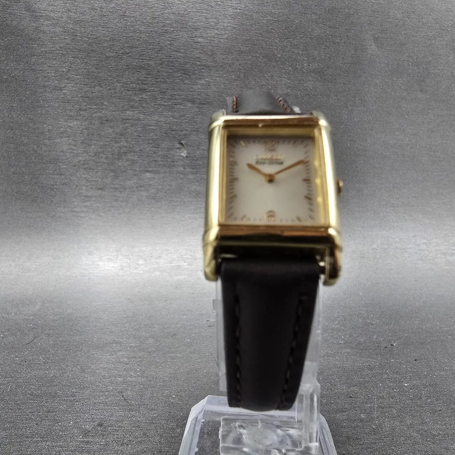 Citizen Eco-Drive Tank Watch Women 18mm Champagne Dial Gold Tone Rectangle Runs6