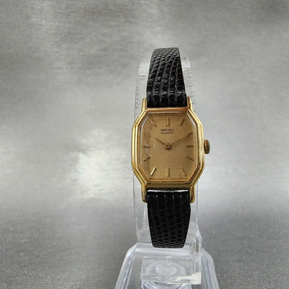 Seiko Watch Women 16mm Gold Dial Gold Tone Octagon 2C20-5769 New Battery