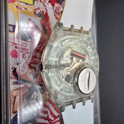 Swatch Time Tranny Watch Men 34mm David LaChapelle Round GZ163 New Battery NOS13