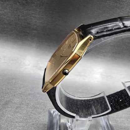Seiko Dolce Watch Men 27mm Gold Dial Gold Tone Rectangle 5931-5030 New Battery2