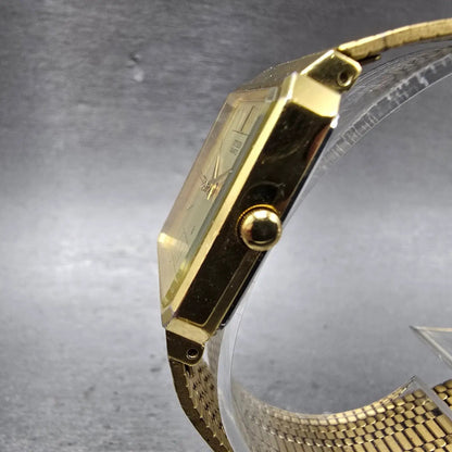 Citizen CQ Tank Watch Men 25mm Champagne Dial Gold Tone 4031-892658 New Battery2