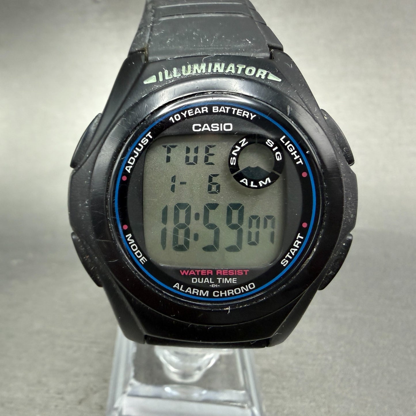 Casio F-200 Watch Men 40mm Digital Black Tone Alarm Chrono Round Works Dual Time0