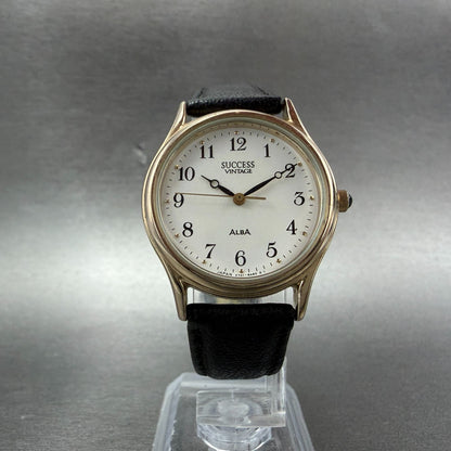 Seiko Alba Success Watch Men 30mm White Dial Gold Tone V701-6A50 New Battery5