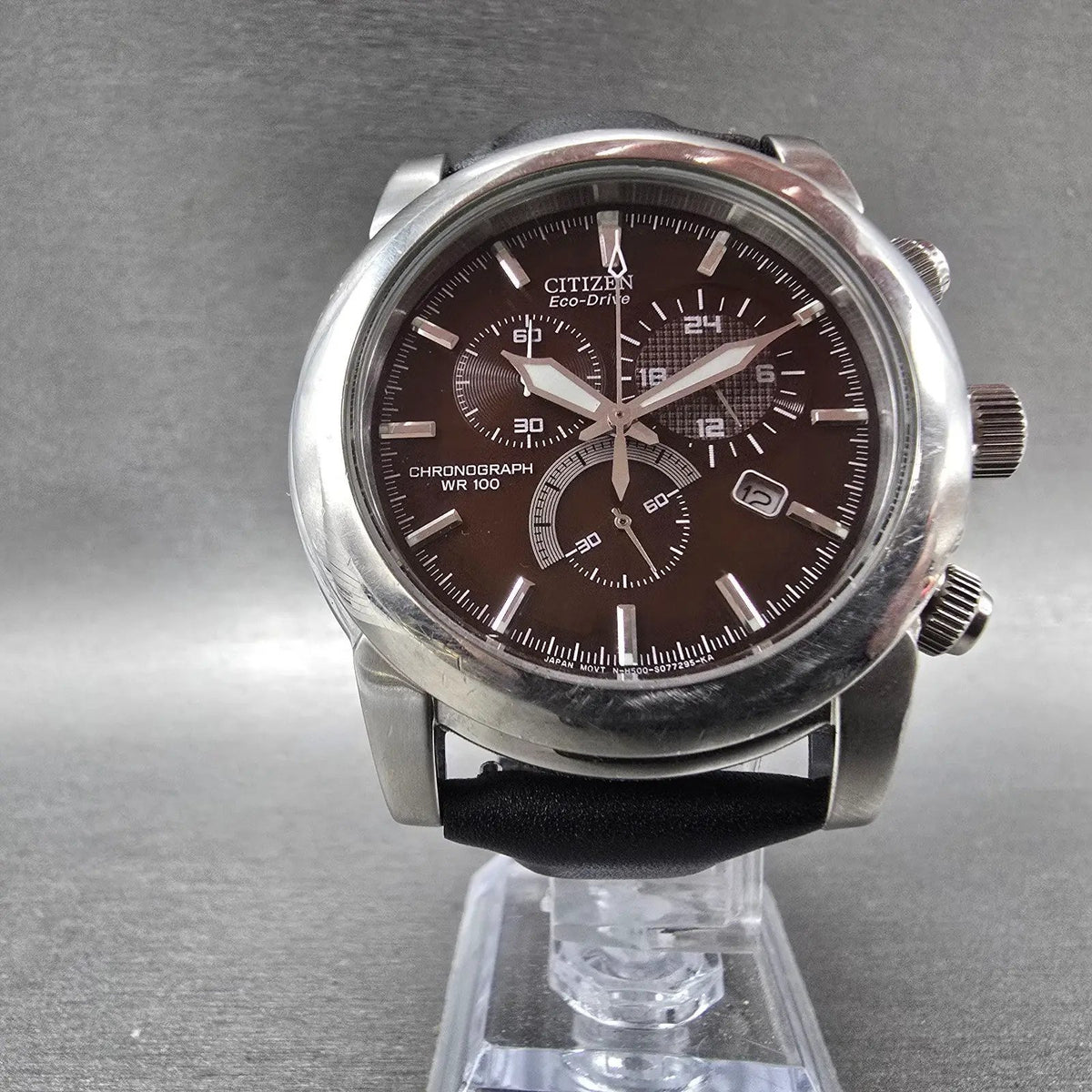 Citizen Eco-Drive Chronograph Watch Men 41mm Brown Dial Steel H500-S049628 Runs5