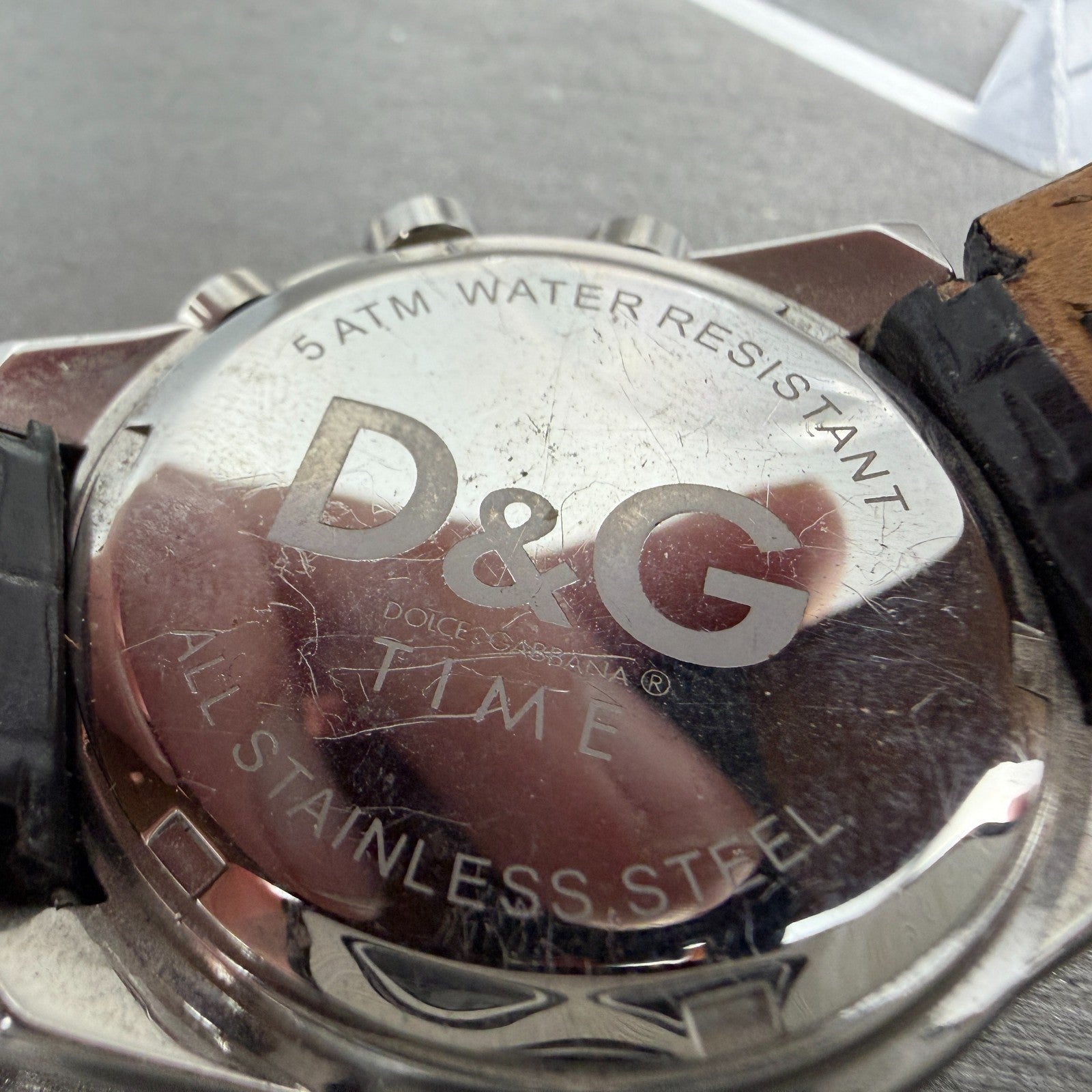 Dolce & Gabana Chrono Watch Men 38mm Black Dial Steel Date Round READ!! New Batt11