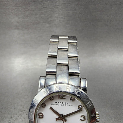 Marc Jacobs Watch Women 25mm White Dial Silver Tone Round MBM3055 New Battery4