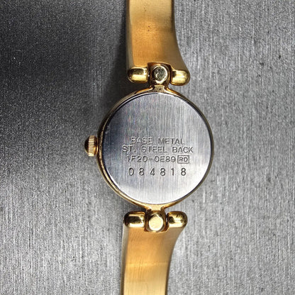 Seiko Watch Women 18mm Gold Dial Gold Tone Round 1F20-0E89 New Battery Bangle10