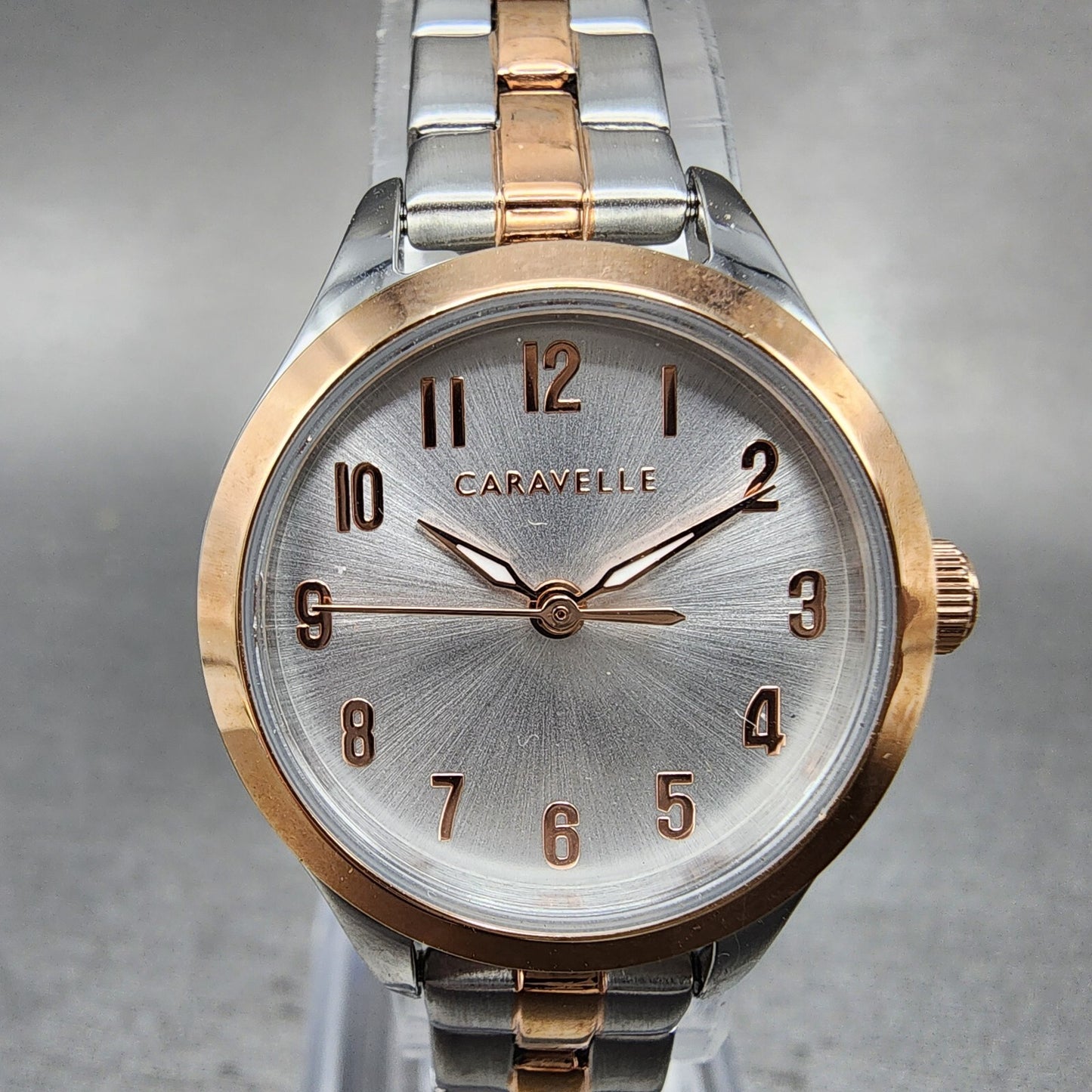 Caravelle Watch Women 24mm Silver Dial Two Tone Round 45L175 New Battery