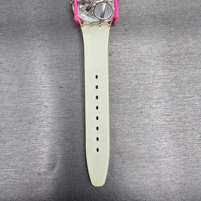 Swatch Snowcovered Watch Men 34mm White Dial Clear Case Daydate GK733 New Batt10