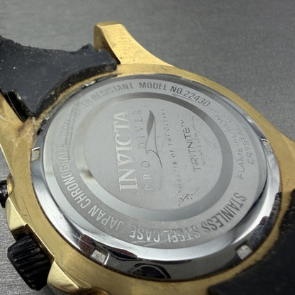 Invicta Pro Diver Chronograph Watch Men 48mm Black Dial Gold Tone Date New Batt6