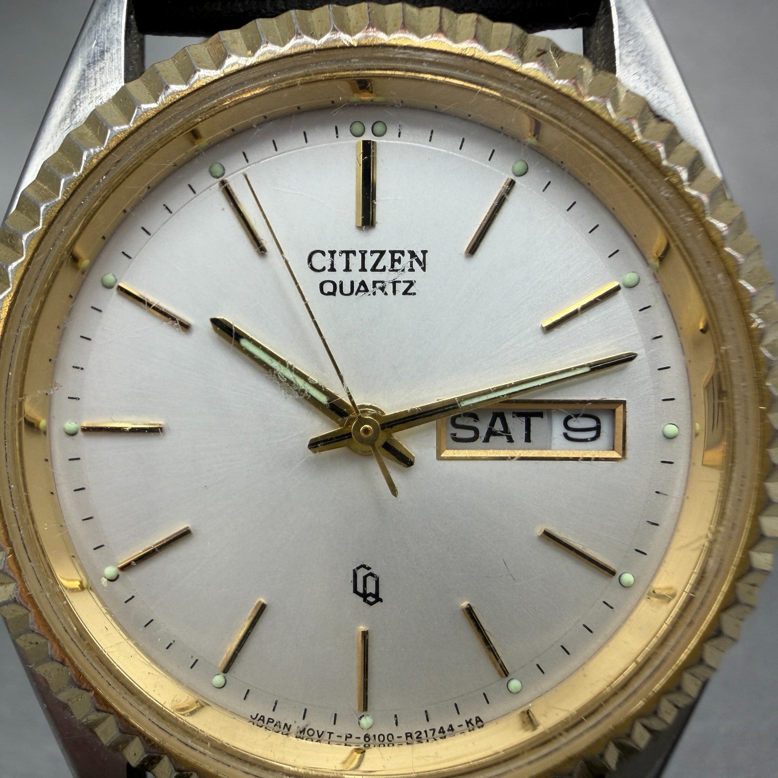 Citizen CQ President Watch Men 36mm Silver Dial Two Tone Daydate Round New BattL1
