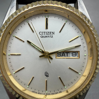 Citizen CQ President Watch Men 36mm Silver Dial Two Tone Daydate Round New BattL1