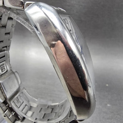 ESQ Chronograph Drake Watch Men 33mm White Dial Silver Date Rectangle New Batt3