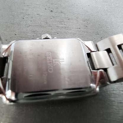 Seiko Solar Tank Watch Women 18mm White Dial Two Tone Rectangle Lukia RunsB9