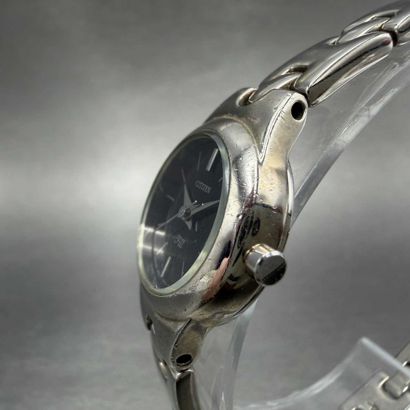 Citizen Fill Watch Women 21mm Black Dial Silver Tone Round 5930-S75519 New Batt2