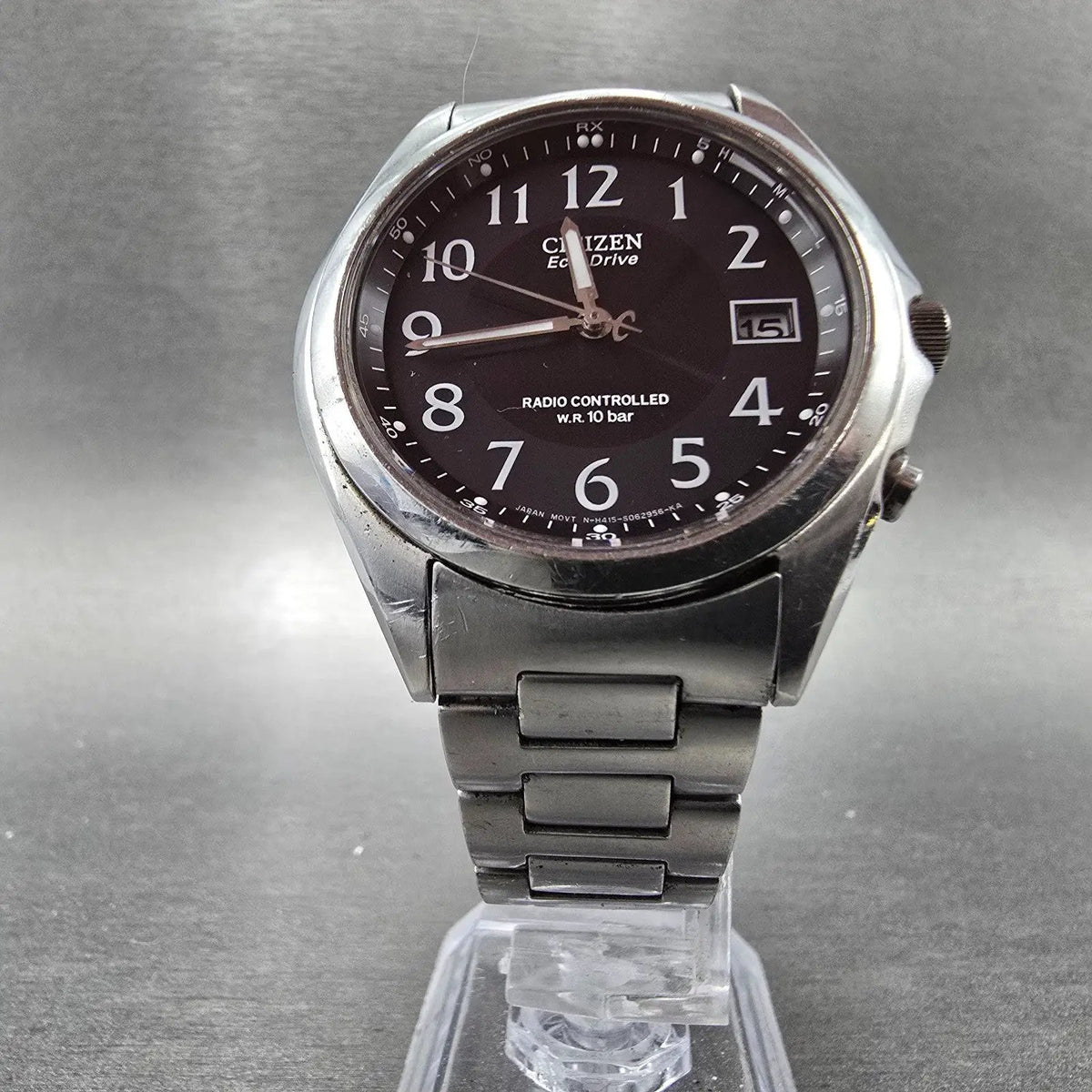 Citizen Eco-Drive Atomic Watch Men 38mm Black Dial Steel Date H415-S038278 PARTS6