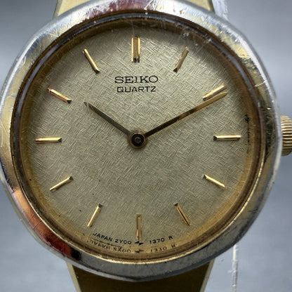 Seiko Watch Women 22mm Champagne Dial Gold Tone Round 2Y00-0200 New Battery1