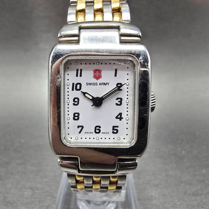 Swiss Army Alliance Tank Watch Women 22mm White Dial Two Tone New Battery0