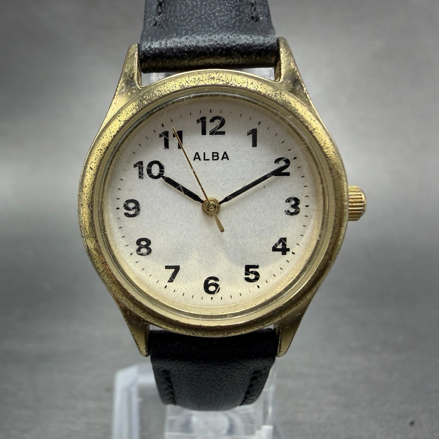 Seiko Alba Watch Women 26mm Silver Dial Gold Tone Round VJ21-KF60 New Battery0