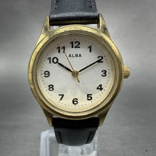 Seiko Alba Watch Women 26mm Silver Dial Gold Tone Round VJ21-KF60 New Battery0