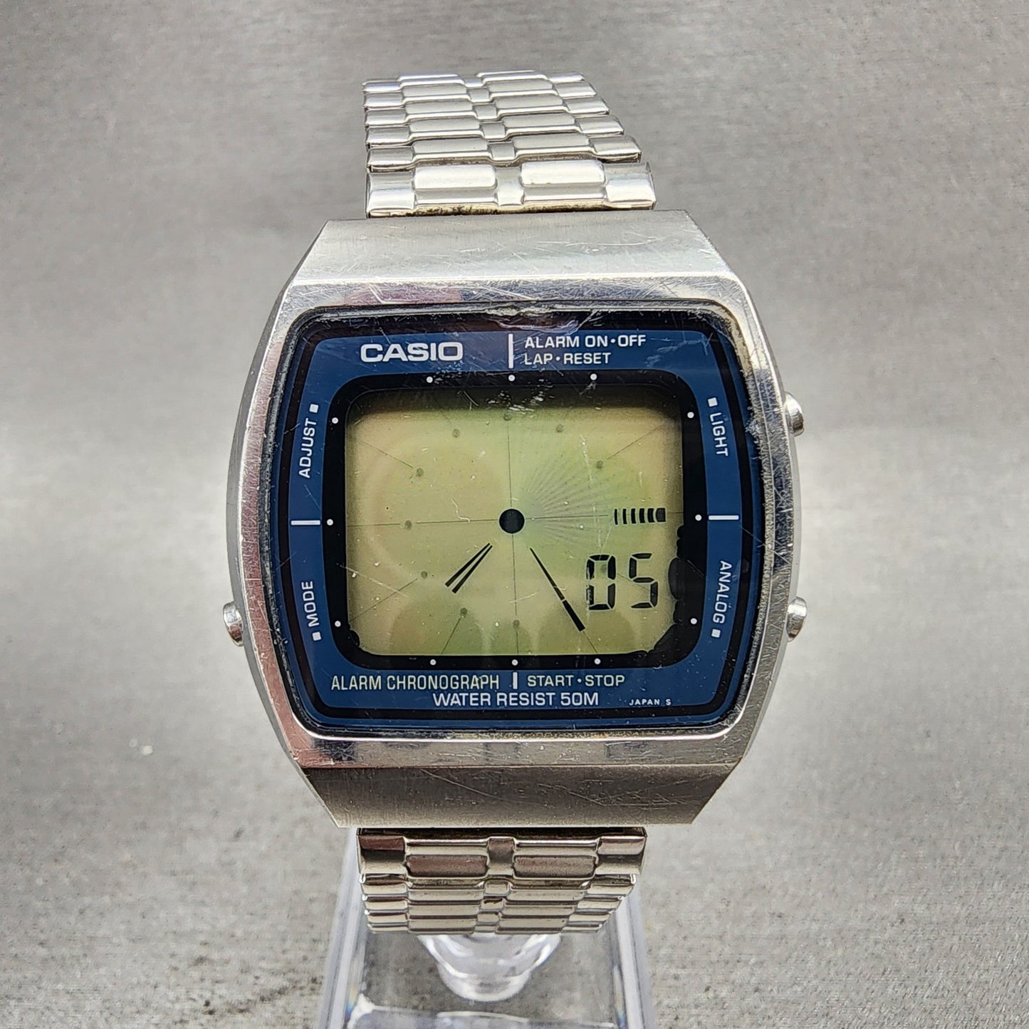 Casio AA91W Watch Men 36mm Digital Blue Silver Tone Alarm Chrono New Battery0