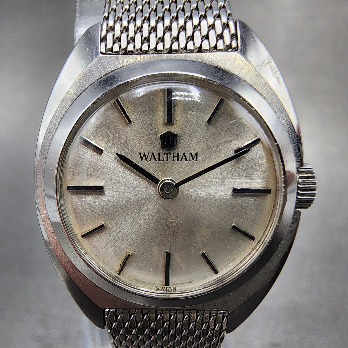 Waltham Watch Women 22mm Silver Dial Steel Manual Wind Mesh Band READ!!!!!!! VTG1