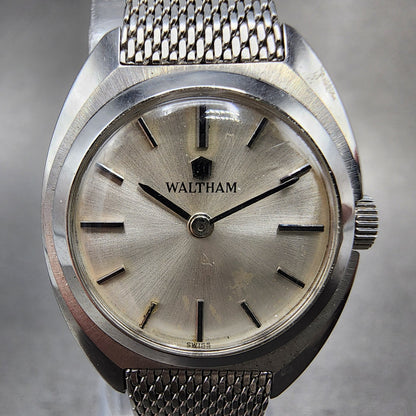 Waltham Watch Women 22mm Silver Dial Steel Manual Wind Mesh Band READ!!!!!!! VTG1